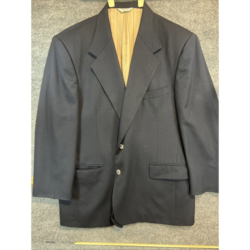 VTG J. Riggins Hunting Horn Men Navy Wool Blazer 46R University Of Maine Buttons